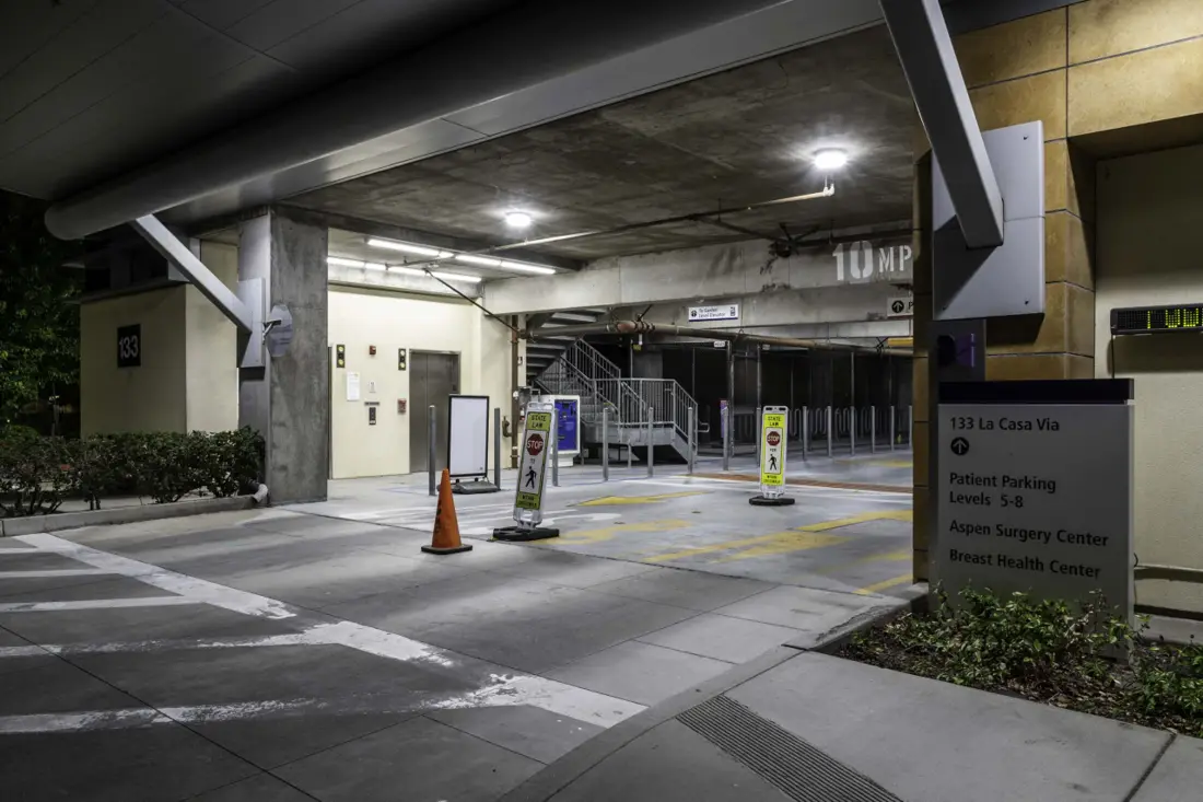 After: Parking garage drive aisle and elevator lobby